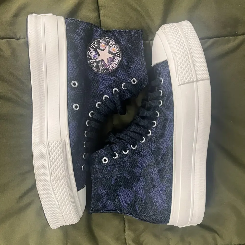 Converse All Star Shoes Black Purple Women 7 Whimsygoth Goblincoren Goth Punk - Picture 14 of 14